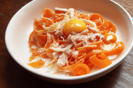 tagliatelles de carottes à la carbonara