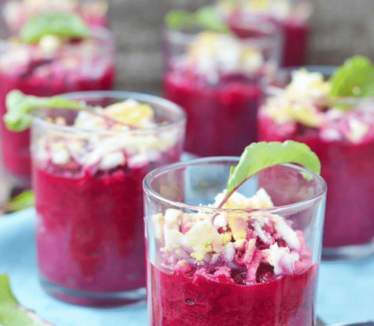 verrine de crème de betterave au chèvre