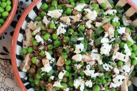 salade de lentilles et tofu